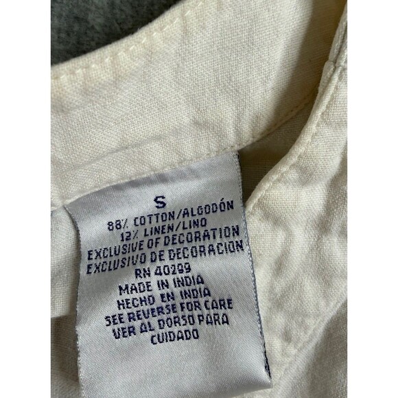 Erika and Company Beige Embroidered Floral Button Down Sleeveless Top Size S - Picture 5 of 9